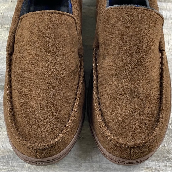 Men’s Moccasin Slipper House Shoe Indoor Outdoor Foam Hard Sole Cozy Loafer - Picture 5 of 16